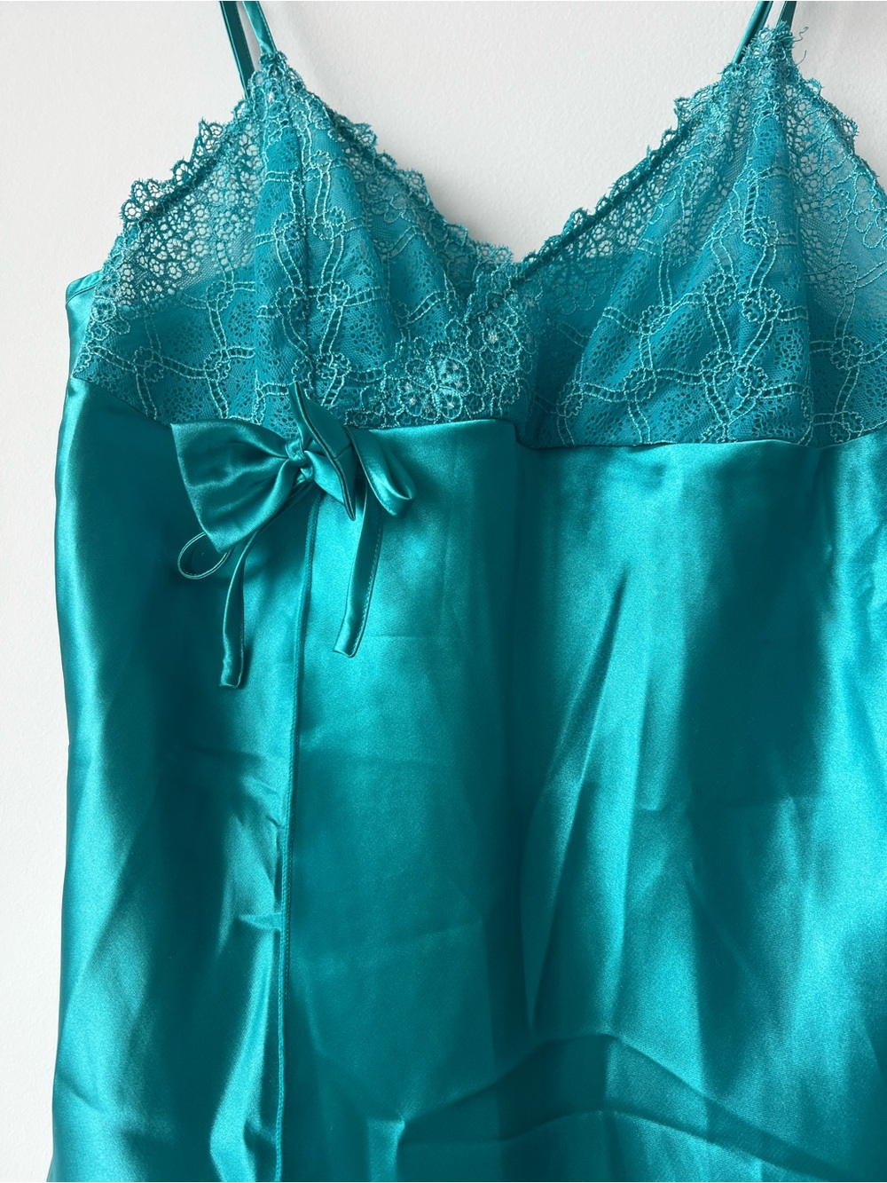 Bassoni Teal Satin Slip with Lace Cups